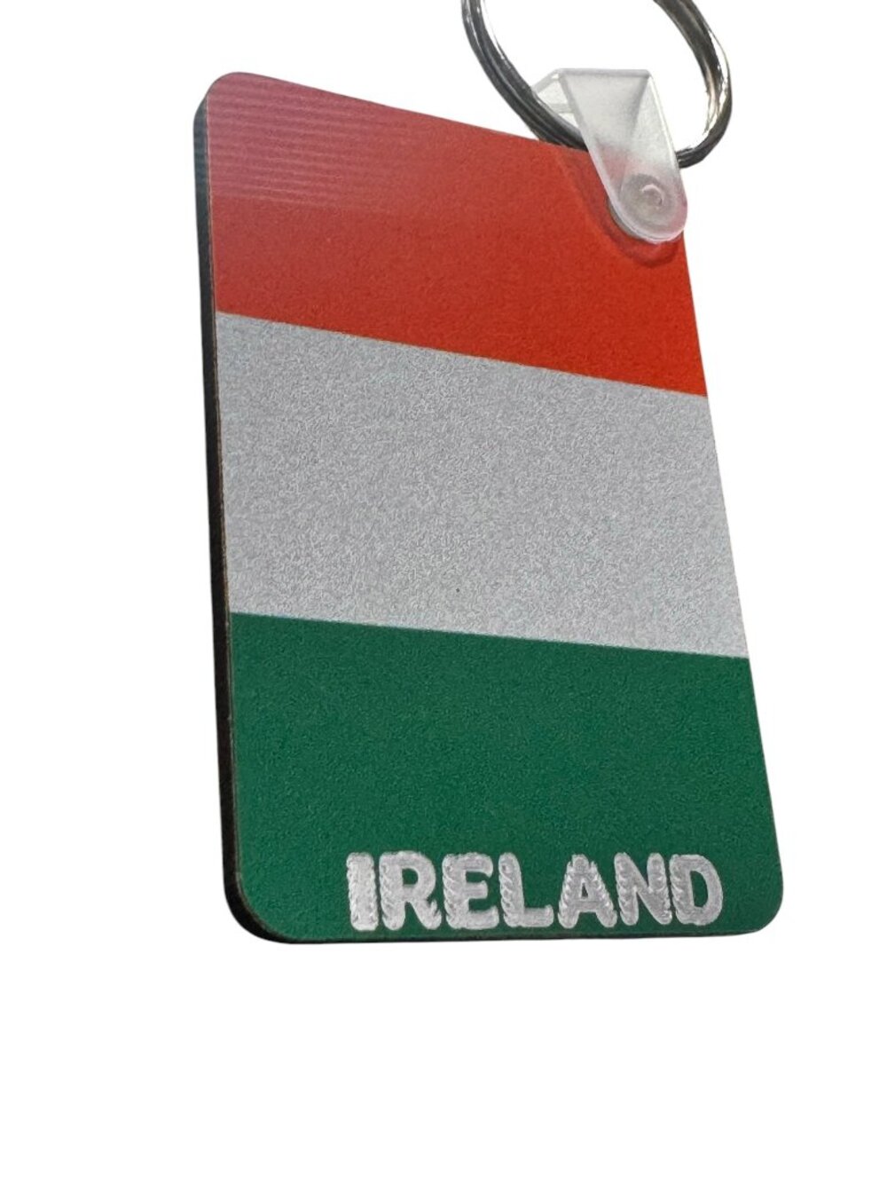 Ireland Flag Keychain, Rectangular Wood Key Ring Souvenir